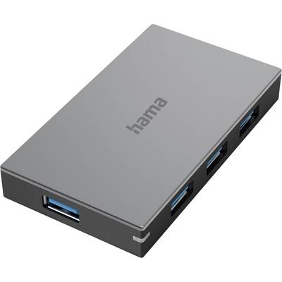 hama 00200115 USB-Hub, 4 Ports, USB 3.0, 5 Gbit/s, Schnellladen, inkl. Kabel und Netzteil
