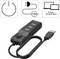 USB-Hub mit drei Ports und An/Aus-Schalter, geeignet für PC, Notebook, Macbook oder Tablet. Inkl. Stromkabel mit 1,8m Länge.