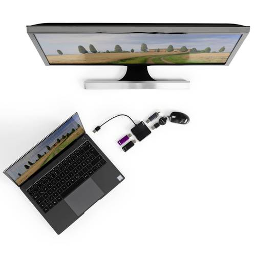 hama 00200121 USB-Hub, 4 Ports, USB 2.0, 480 Mbit/s