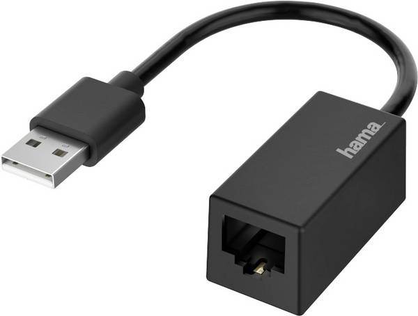 Hama Hama - Netzwerkadapter - USB2.0 - 10/100 Ethernet x 1 - Schwarz (00200324) Netzwerkadapter  10 / 100 MBit/s LAN (10/100 MBit/s), USB-A (USB 2.0)