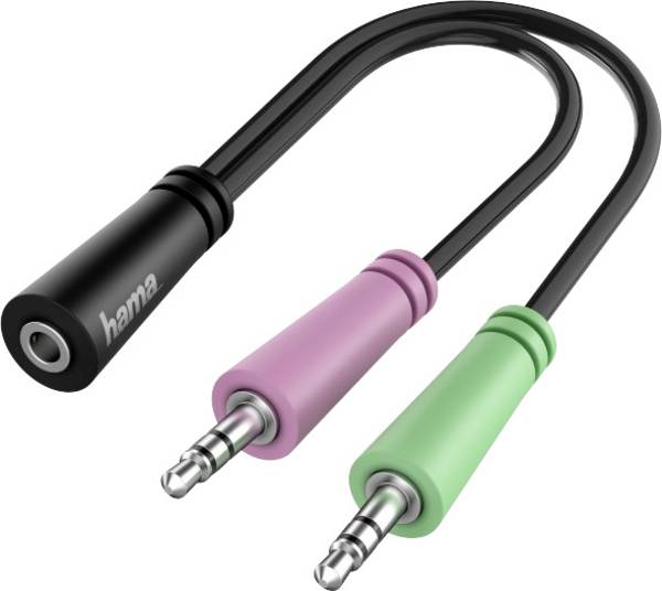 hama 00200351 Audio-Adapter, 2x 3pol. 3,5-mm-Klinke-Stecker - 4pol. 3,5-mm-Klinke-Headset