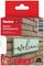 Breites doppelseitiges Montageband von Fischer. Verpackung zeigt montiertes Schild mit 'welcome' auf einer Ziegelwand. Geeignet für innen und außen.