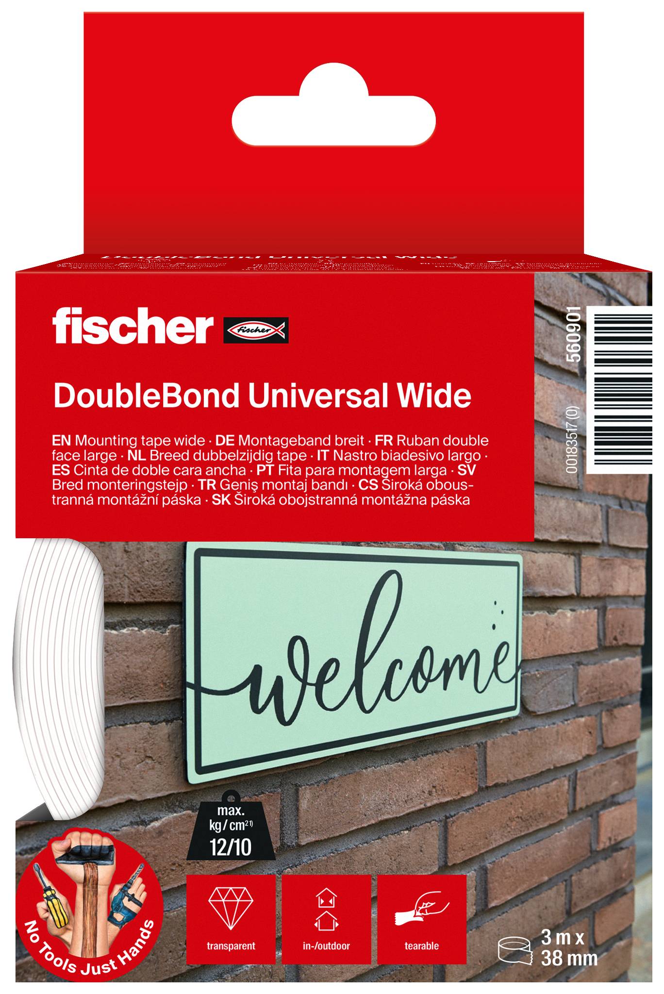 Fischer GOW 560901 Montageband Weiß (L x B) 3 m x 38 mm 1 St.-2