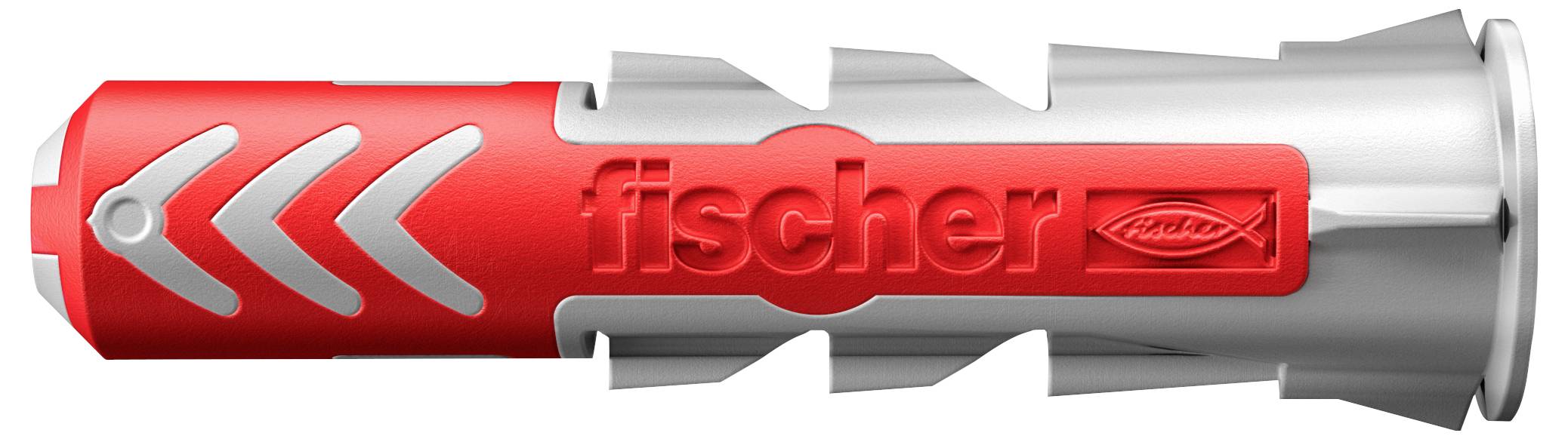 'Dübel von fischer, rot und grau, mit mechanischem Expansionsmechanismus, für sicheren Halt in Wänden.'