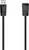 Ein schwarzes USB-Verlängerungskabel von Hama mit einem USB-A-Stecker auf der linken Seite und einer USB-A-Buchse auf der rechten Seite.