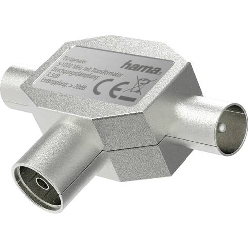 hama 00205236 Antennen-Verteiler, Koax-Kupplung- 2 Koax-Stecker, Metall