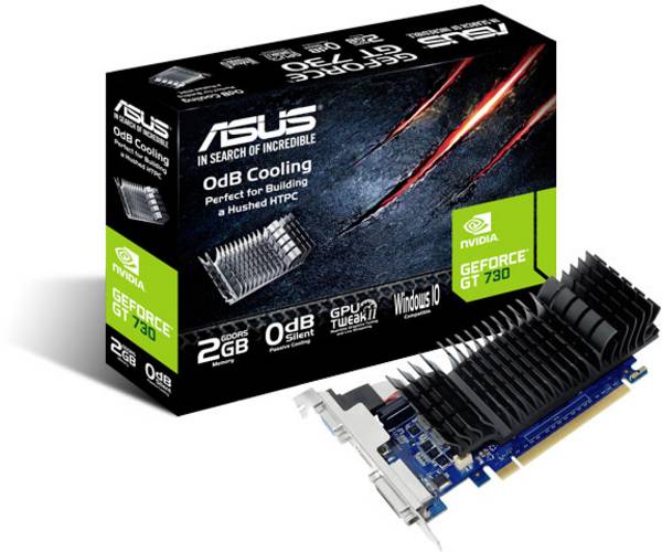Asus Grafikkarte Nvidia GeForce GT730   2 GB GDDR5-RAM PCIe  HDMI®, DVI Low Profile, Passiv gekühlt