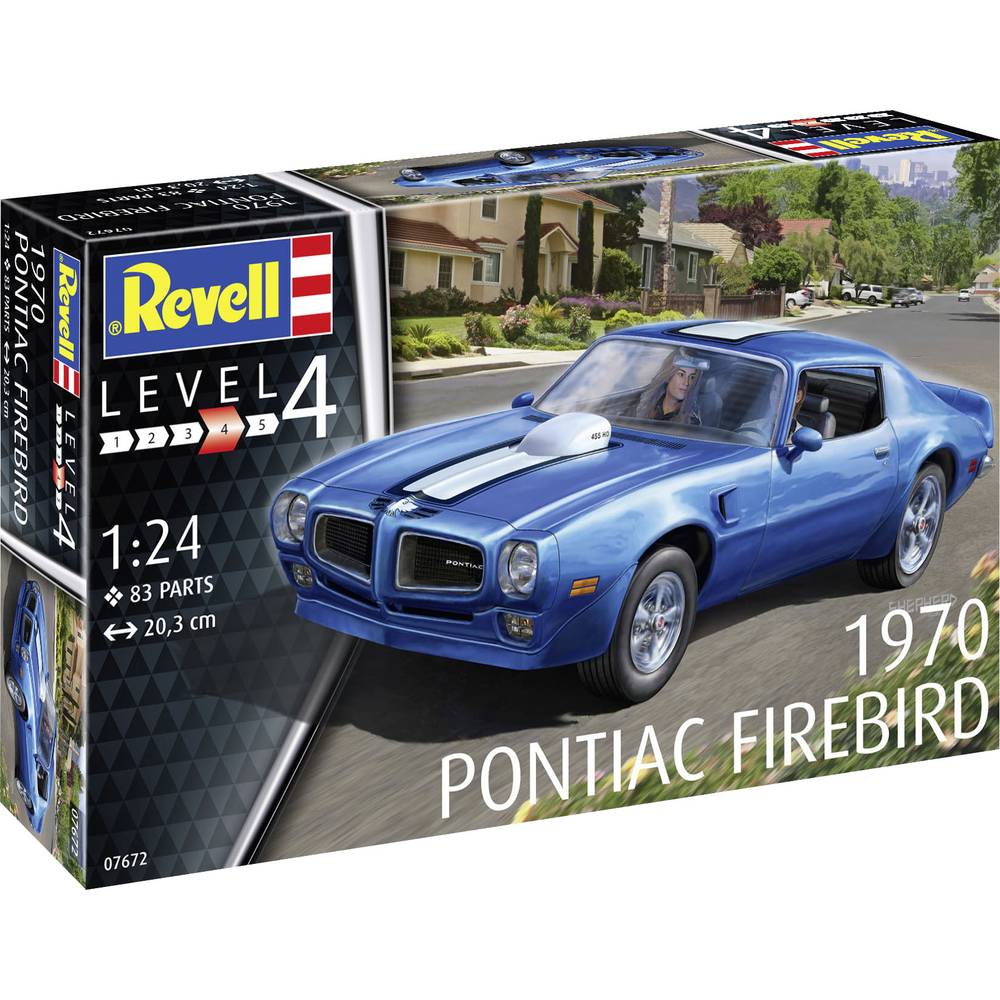 Revell bouwpakket Pontiac Firebird 20,3 x 8 cm blauw 83 delig