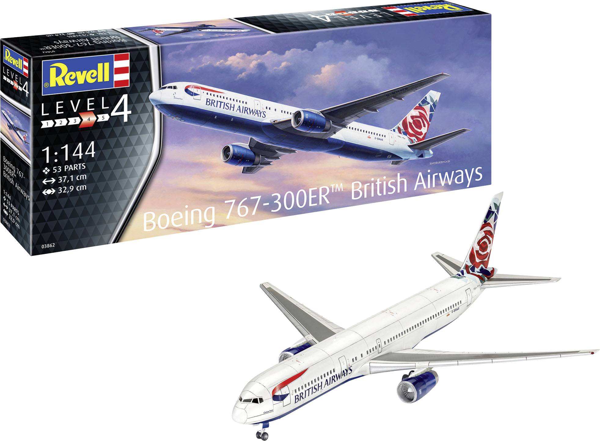 Model letadla, stavebnice Revell RV 1:144 Boeing 767-300ER British Airways Chelsea Rose 03862, 1:144