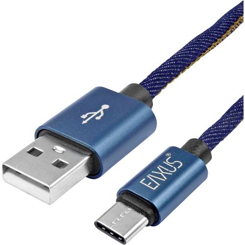Eaxus USB-Ladekabel USB-A Stecker, USB-C® Stecker 2 m Blau 77701