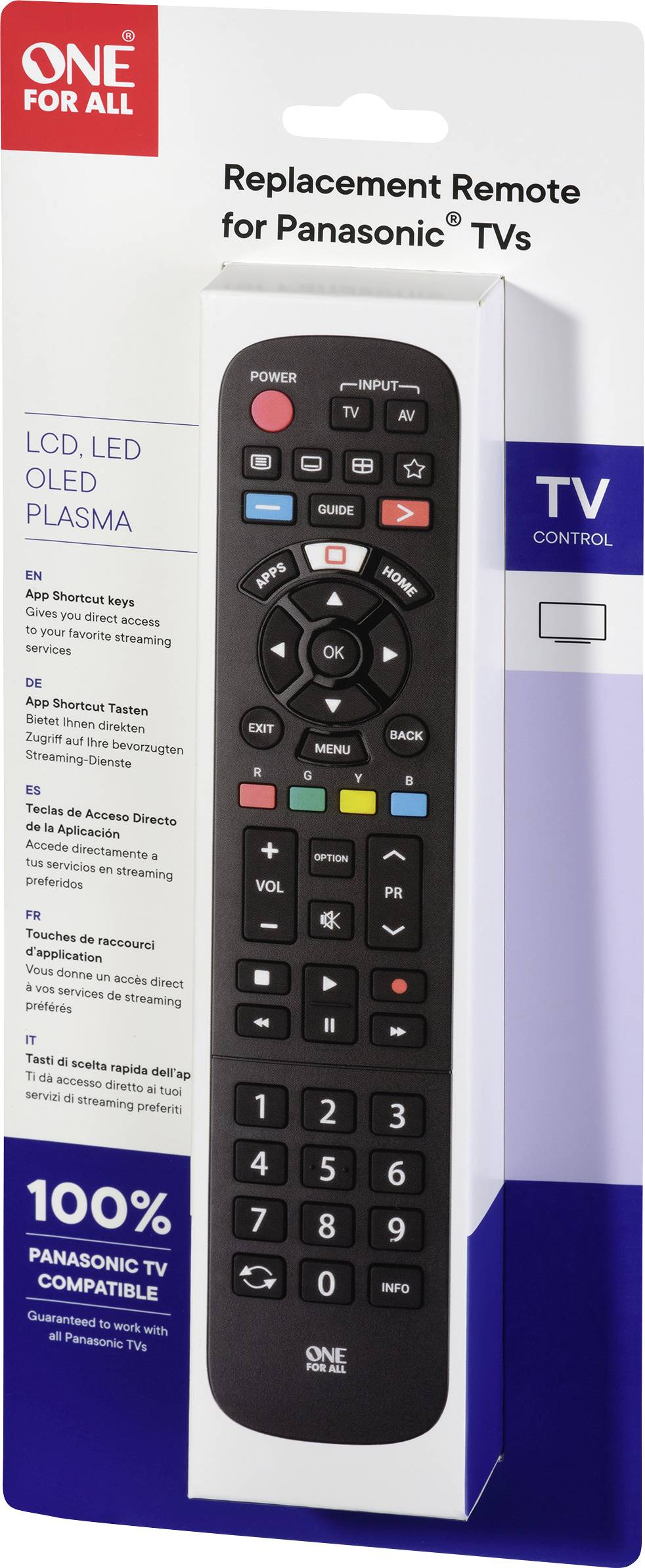 'Universalfernbedienung Ersatz für Panasonic TVs: Kompatibel mit LCD, LED, OLED, Plasma. 100% Panasonic-kompatibel.'