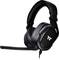 Schwarzes Gaming-Headset mit Ohrpolstern und Mikrofonarm an der linken Seite. Das Logo 'M' ist auf der Ohrmuschel sichtbar.