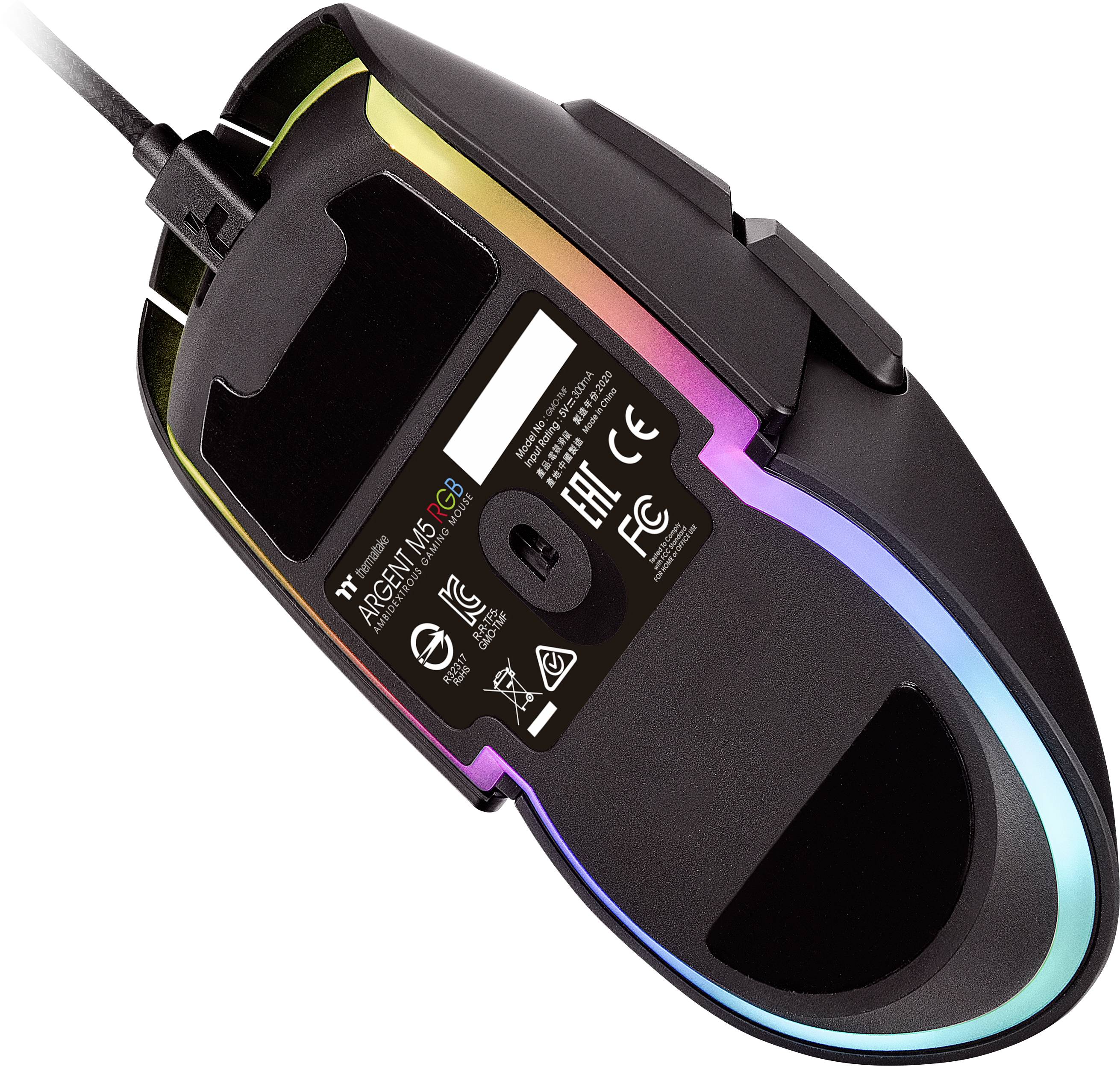 Thermaltake Argent M5 RGB Gaming Mouse Gaming-Maus USB Optisch Schwarz 8 Tasten 16000 dpi Beleuchtet-3
