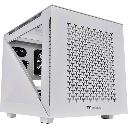 Thermaltake Divider 200 TG Air Snow Micro-Tower PC-Gehäuse Weiß 2 vorinstallierte Lüfter, Seitenfenster, Staubfilter