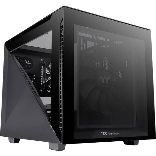 Thermaltake Divider 200 TG Black Micro-Tower PC-Gehäuse Schwarz 2 vorinstallierte Lüfter, Seitenfenster, Staubfilter