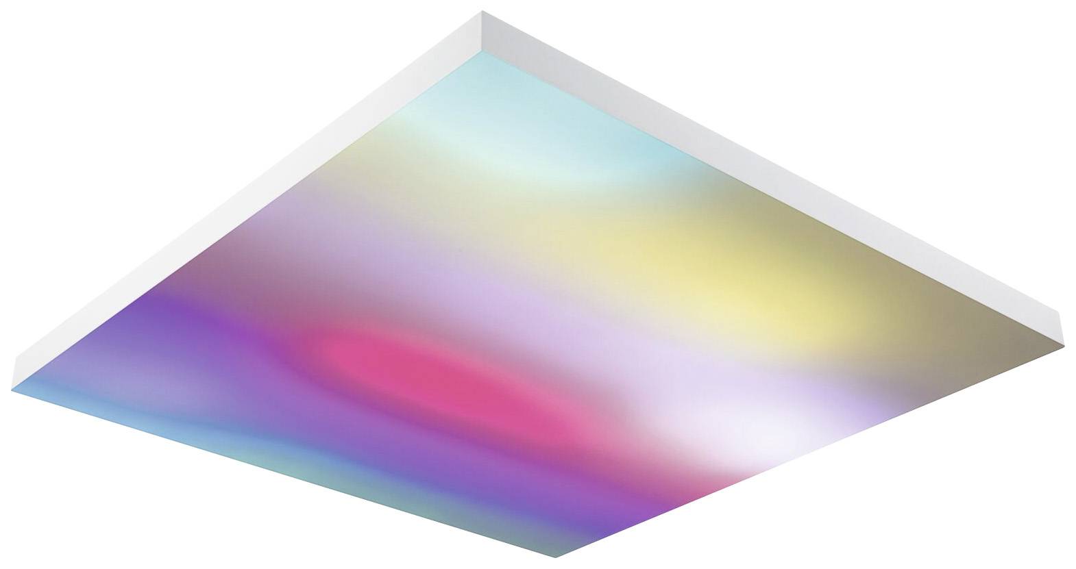 Leuchtpaneel mit einem Farbverlauf von blau, gelb, rosa und lila.