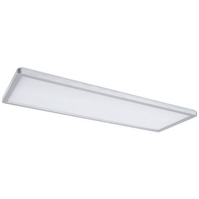Rechteckiges LED-Panel mit silbernem Rahmen und weißer, leuchtender Oberfläche, geeignet zur Deckenmontage in Innenräumen.