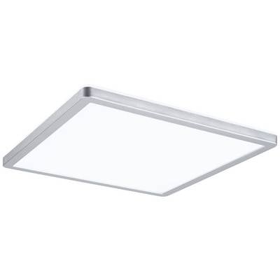 Flache, quadratische LED-Deckenlampe mit silbernem Rand.