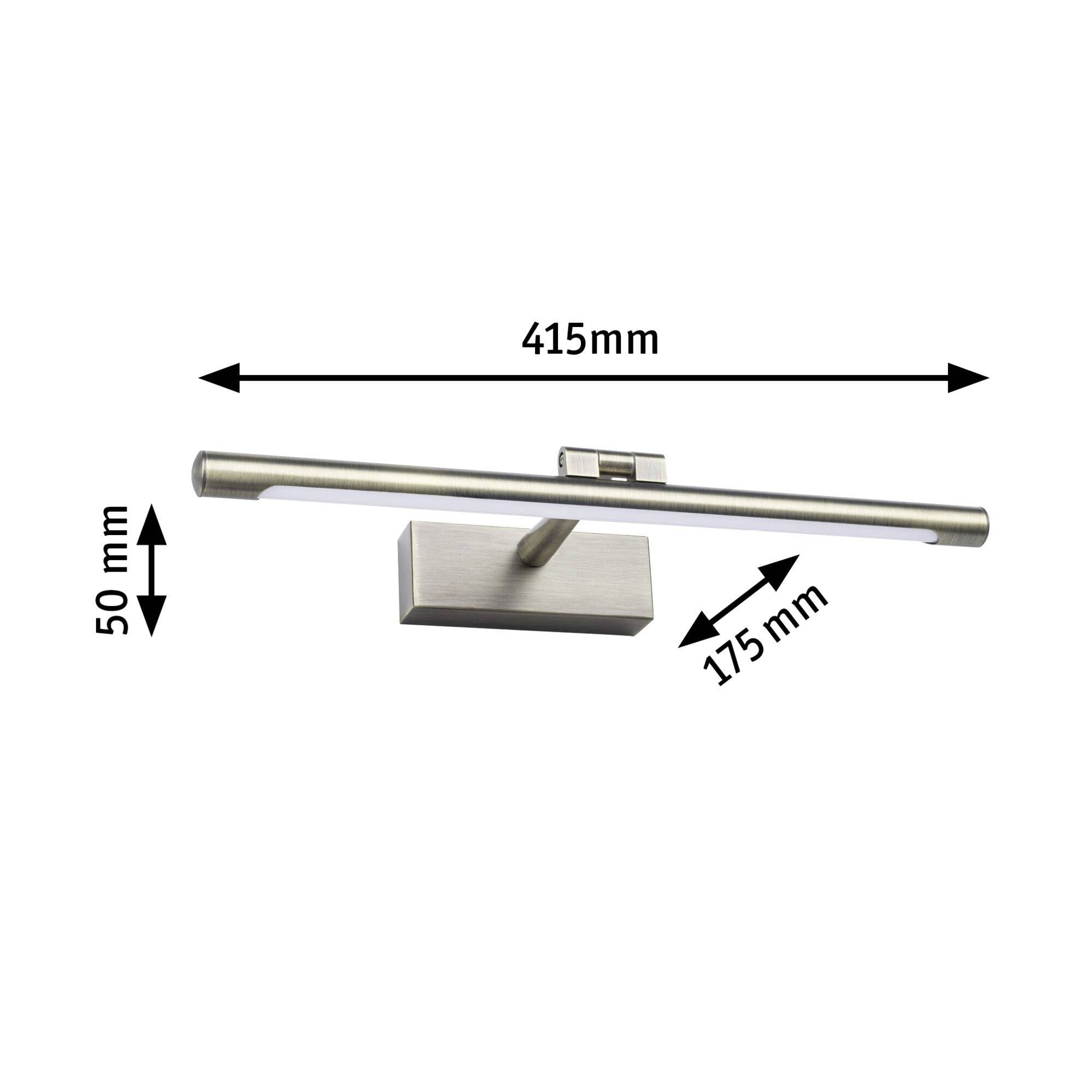 Wandleuchte aus Metall, silberfarben, L-förmig. Maße: Breite 415 mm, Höhe 50 mm, Tiefe 175 mm. Design für moderne Inneneinrichtung.