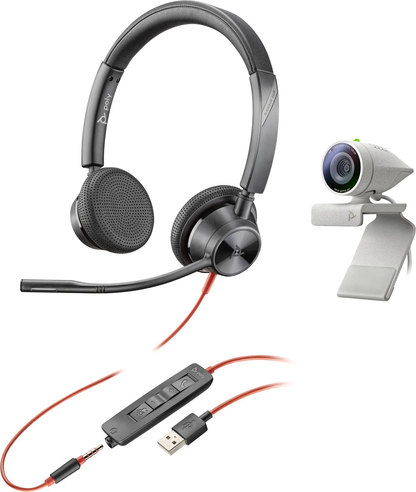 POLY Studio P5 Kit inkl. Blackwire 3325 Full-HD Webcam Studio P5 + USB Stereo Headset BW 3325 inkl.