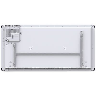 Die Rückseite eines Flachbildschirms mit mechanischen Komponenten und Metallstreben zur Wandmontage.