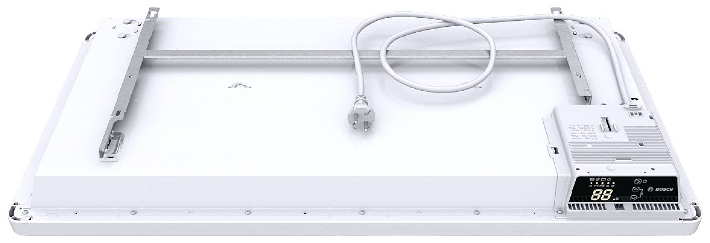 Ein Unterbauleuchtensystem mit einem Netzkabel und einem integrierten Bedienfeld.