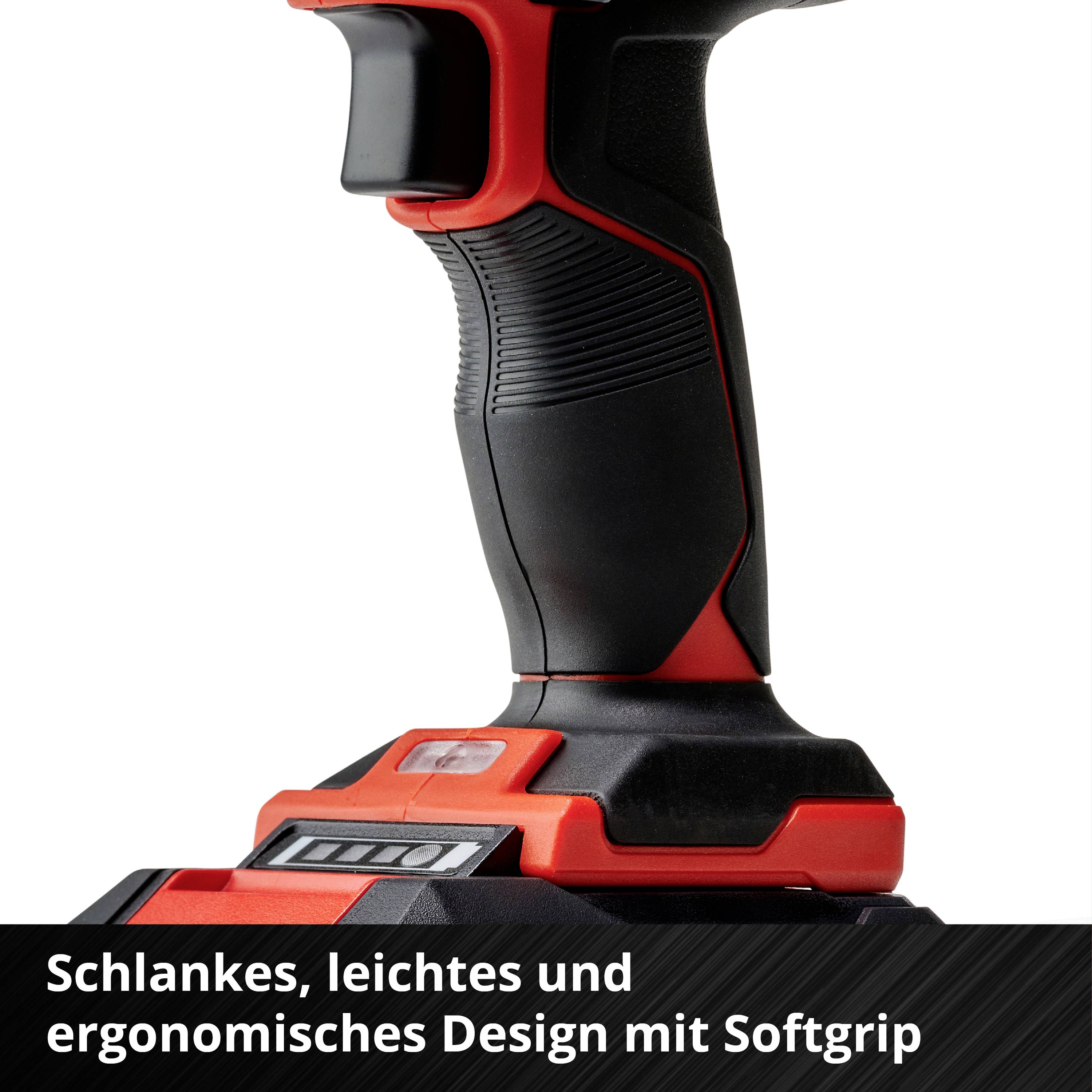 'Akkuschrauber mit ergonomischem Design und Softgriff. Schlank und leicht für einfachen Gebrauch.'