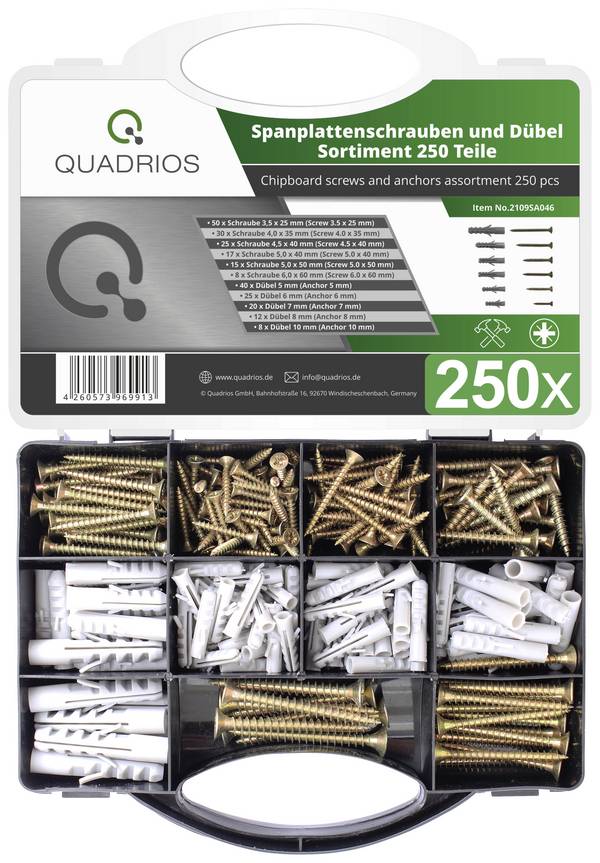 Quadrios 2109SA046 2109SA046 Spanplattenschrauben-Sortiment 250 St.