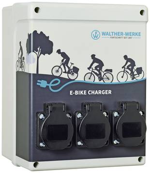 E-Bike Ladestation mit 3 Schutzkontaktsteckdosen
