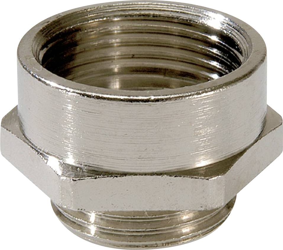 Metallgewinde-Adapter mit Außengewinde unten, Innensechskant oben, aus glänzendem Metall.