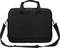 Schwarze Laptoptasche mit zwei Tragegriffen und abnehmbarem Schultergurt, schlichtes Design, für den Transport und Schutz von Laptops.
