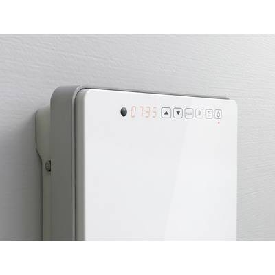 Wandthermostat mit digitaler Anzeige zeigt '07:35', Tasten für Einstellungen, Symbolleiste für Temperatursteuerung und Moduswechsel.