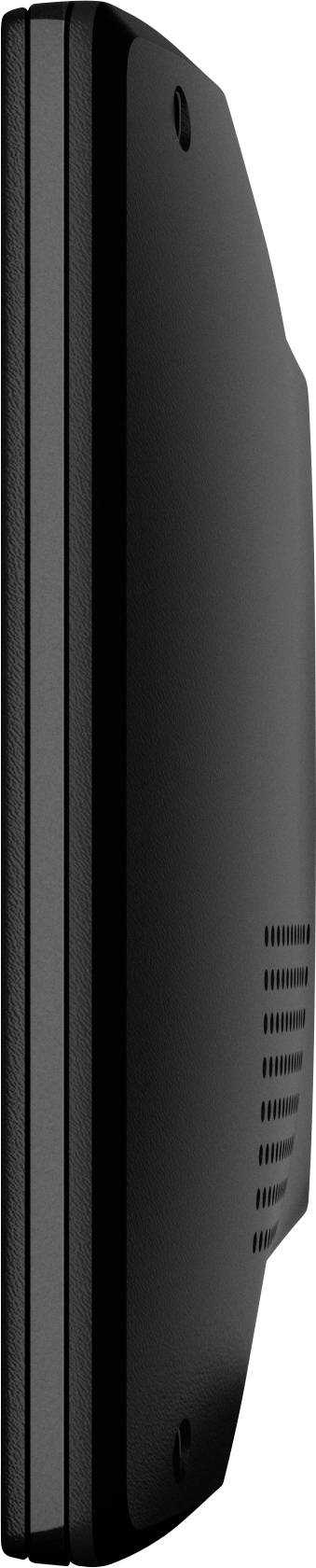 Laptop in seitlicher Ansicht mit einem schwarzen, schlanken Design.