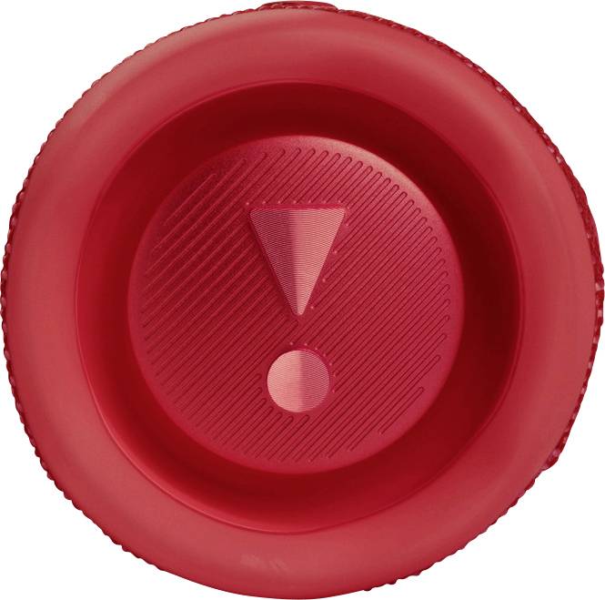 Ein roter Knopf mit einem eingravierten Ausrufezeichen in der Mitte, signalisiert Vorsicht oder besondere Aufmerksamkeit.