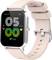Eine Smartwatch mit rosa Armband zeigt die Uhrzeit 05:00 und Fitnessdaten wie Schritte, Herzfrequenz und Kalorienverbrauch an.
