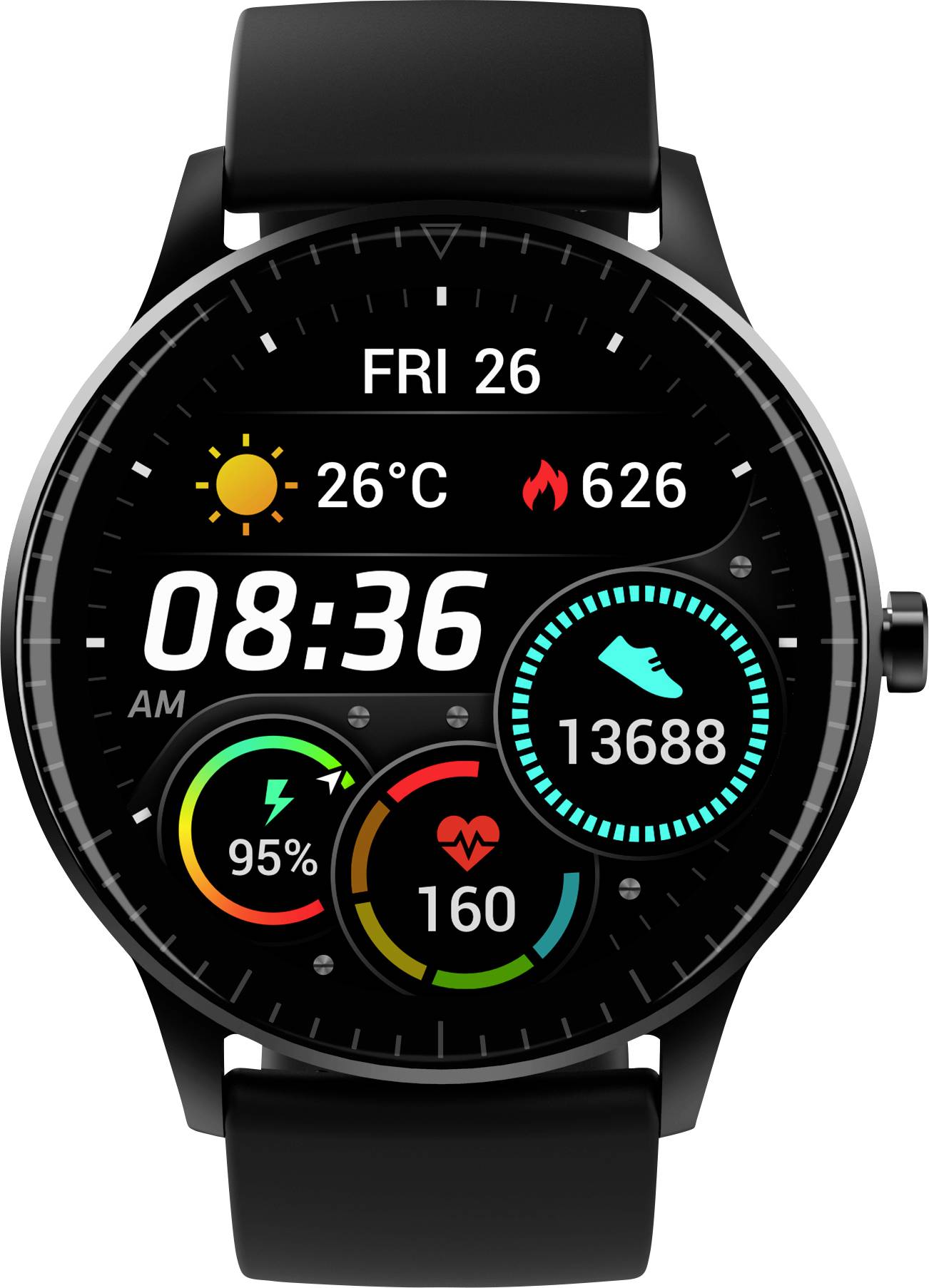 DENVER SW-173 - Intelligente Uhr mit Band - schwarz - Anzeige 3.3 cm (1.28\") - Bluetooth