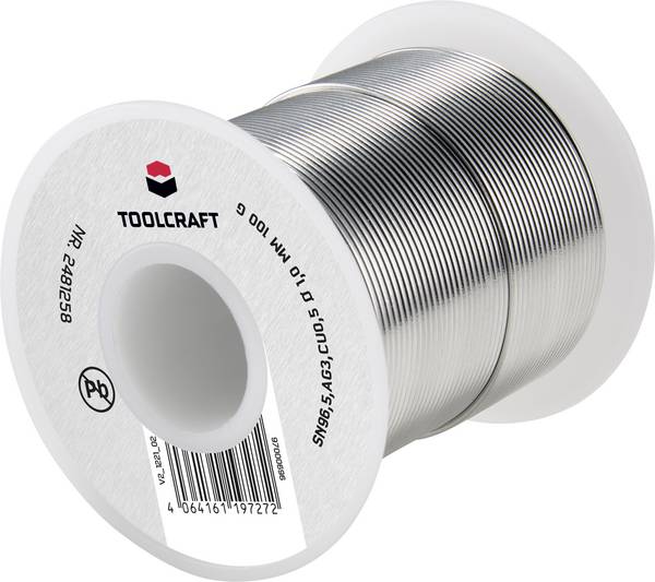 TOOLCRAFT Lötzinn, bleifrei Spule Sn96,5Ag3Cu0,5 ROL1 100 g 1 mm