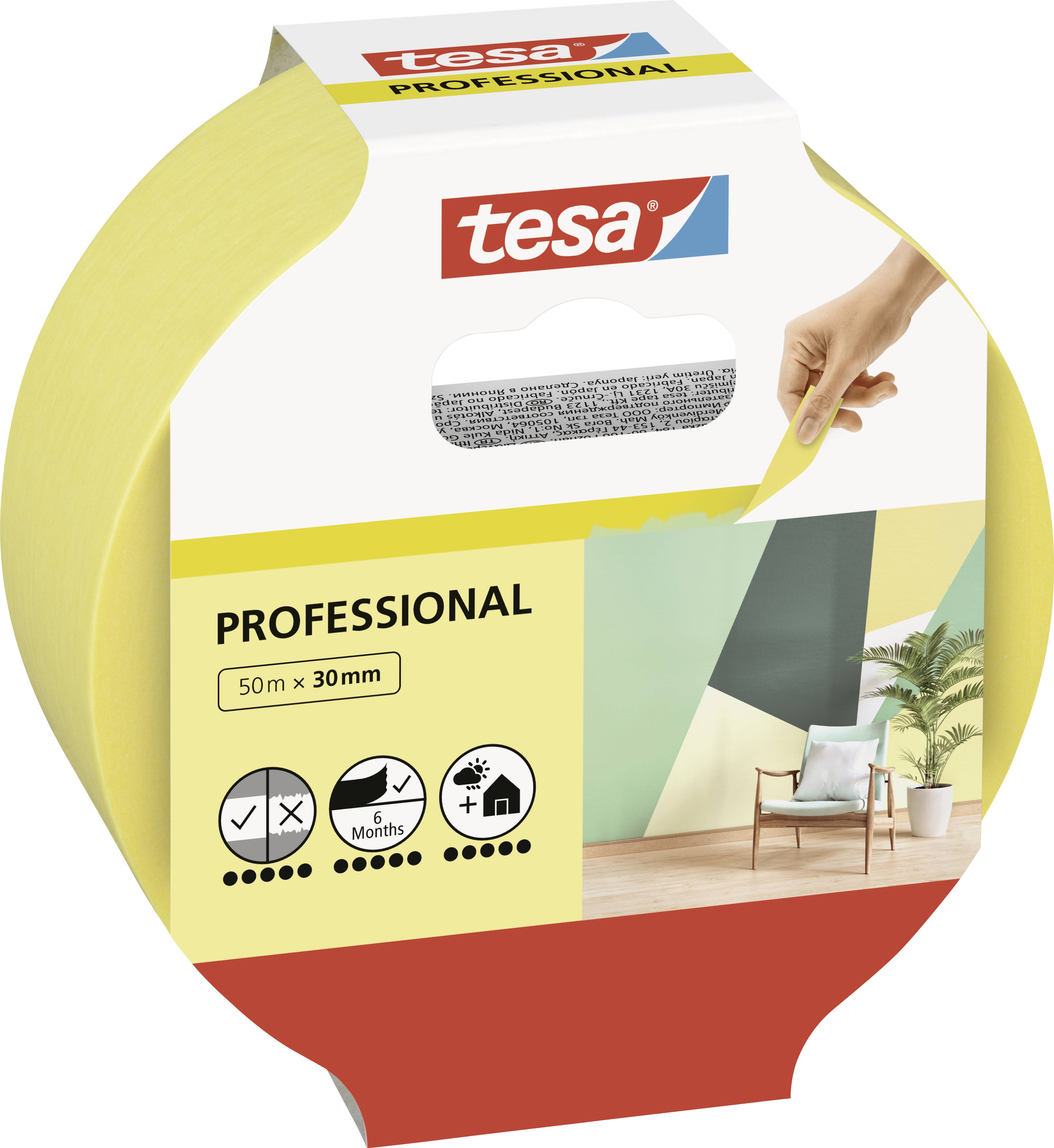 TESA Professional 56299-00000-00 Malerabdeckband Gelb (L x B) 50 m x 30 mm 1 St.