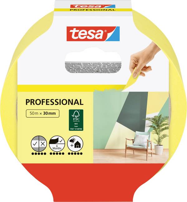 tesa Professional 56299-00000-00 Malerabdeckband  Gelb (L x B) 50 m x 30 mm 1 St.
