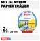 Zwei Rollen Tesa Präzisionsklebeband, 25 m x 25 mm, für Außenbereich, auf Werbedisplay mit glattem Papierträger.