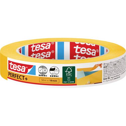 Thumbnail - tesa Perfect+ Malerband, 50 m × 19 mm – saubere Farbkanten, reißfest, rückstandsfrei, für Innen