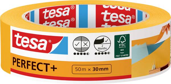 tesa Perfect+ 56537-00000-00 Malerabdeckband  Gelb (L x B) 50 m x 30 mm 1 St.