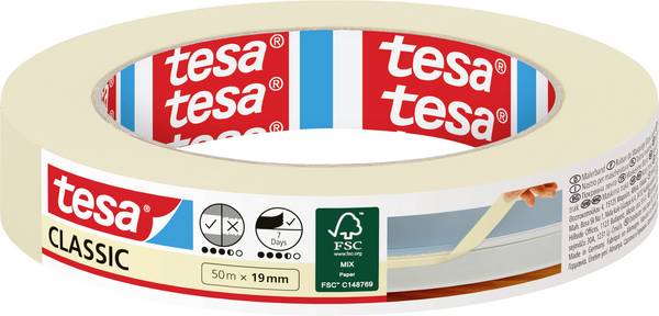 tesa Classic 52803-00000-01 Malerabdeckband  Weiß (L x B) 50 m x 19 mm 1 St.