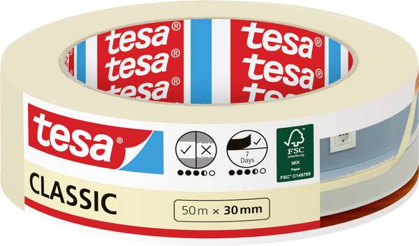 tesa Classic 52805-00000-03 Malerabdeckband  Weiß (L x B) 50 m x 30 mm 1 St.