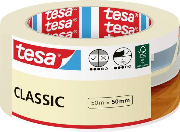 tesa Classic 52807-00000-03 Malerabdeckband Weiß (L x B) 50 m x 50 mm 1 St.