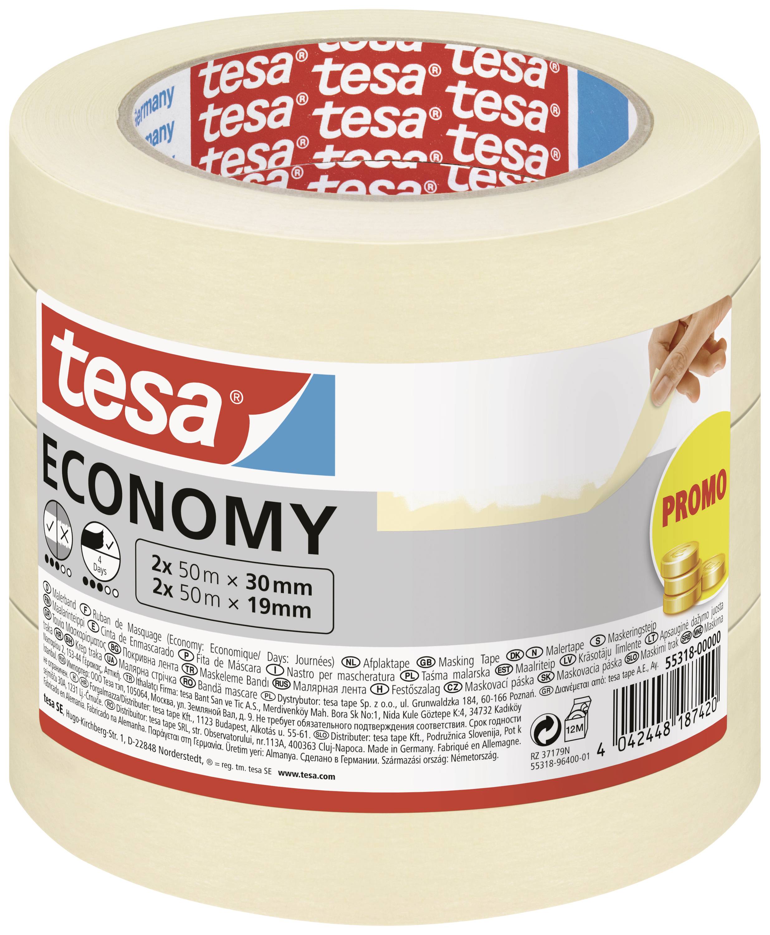 TESA Economy 55318-00000-04 Malerabdeckband Weiß 1 Set
