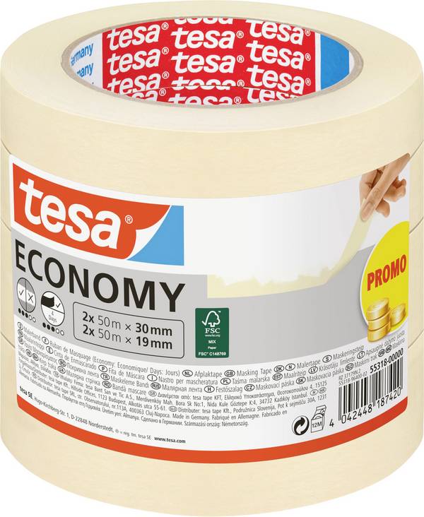 tesa Economy 55318-00000-04 Malerabdeckband  Weiß  1 Set