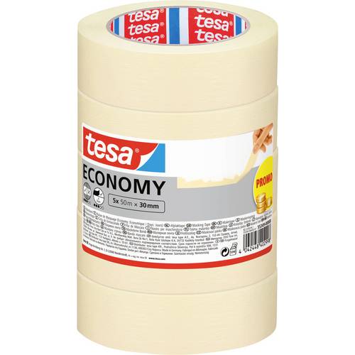 tesa Economy 55349-00000-00 Malerabdeckband Weiß (L x B) 50 m x 30 mm 5 St.
