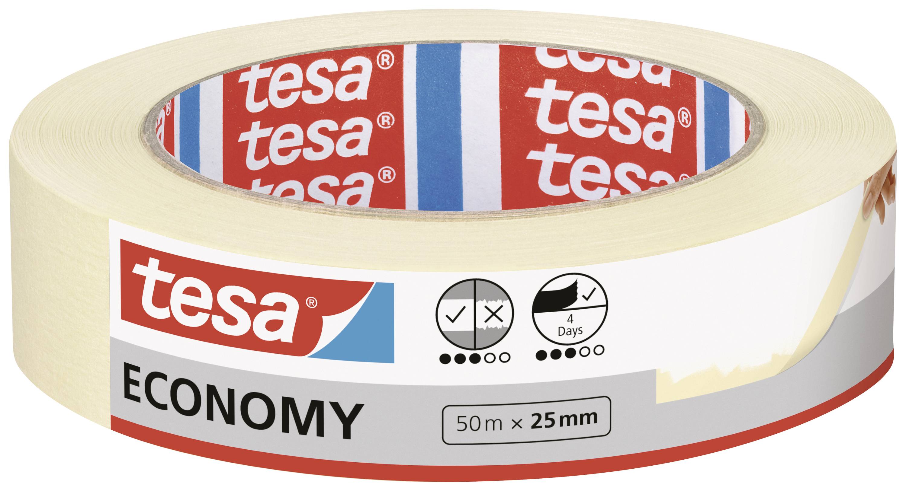 TESA Economy 05278-00000-03 Malerabdeckband Weiß (L x B) 50 m x 25 mm 1 St.