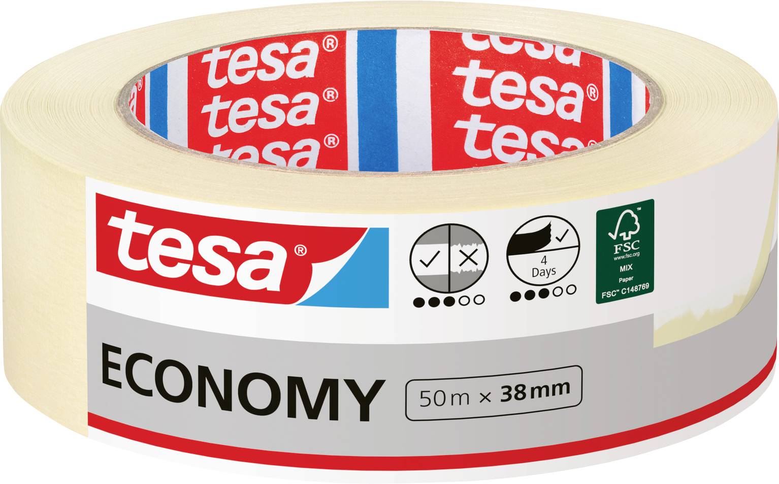 tesa Economy 05279-00000-02 Malertape Hvid (L x B) 50 m x 38 mm 1 stk